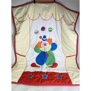 Vintage Crib Baby Blanket Circus Clown Juggling Comforter Quilt House Of Hatten